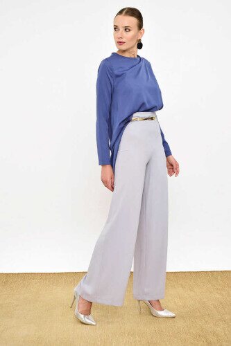 0125-1 Large Size Trousers Skirt Gray - 3