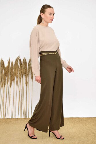 0125-1 Large Size Trousers Skirt Khaki - 3