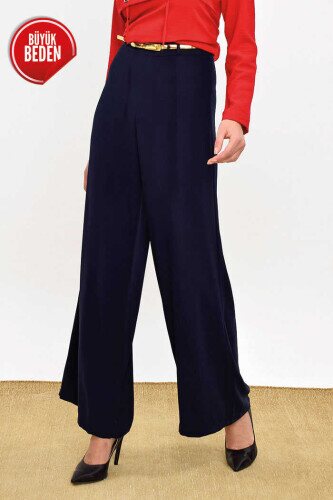 0125-1 Large Size Trousers Skirt Navy Blue 