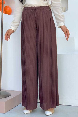 0129 Pleated Trousers Brown - 1