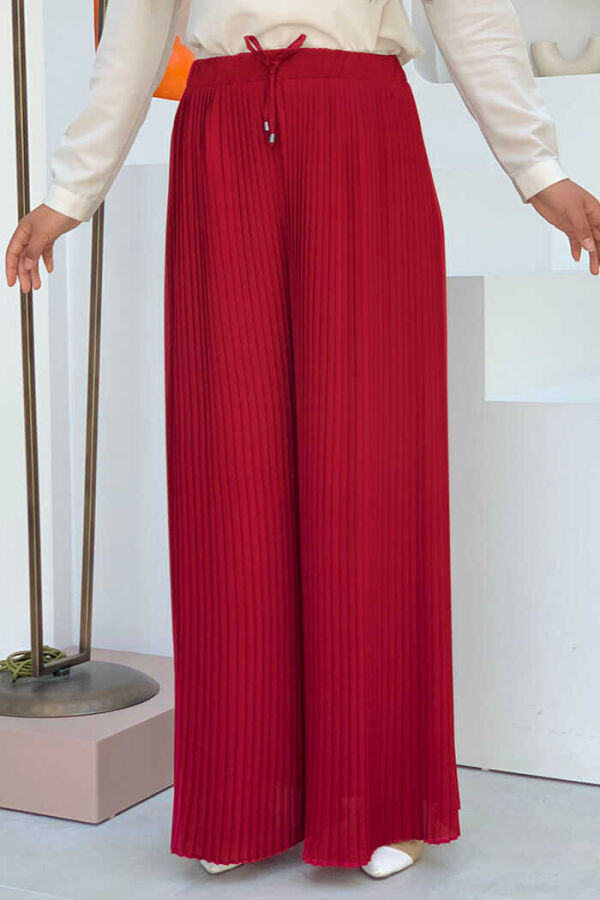 0129 Pleated Trousers Claret Red - 1