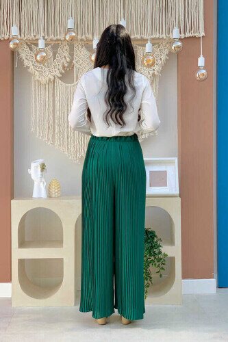 0129 Pleated Trousers Emerald - 2