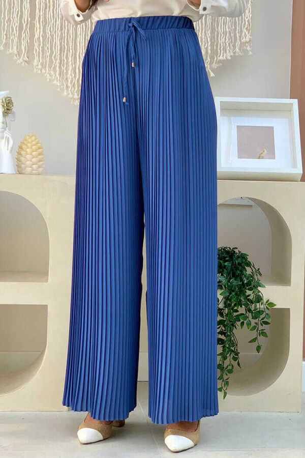 0129 Pleated Trousers Indigo - 1