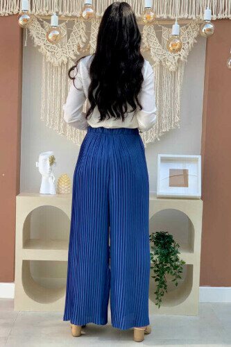 0129 Pleated Trousers Indigo - 2