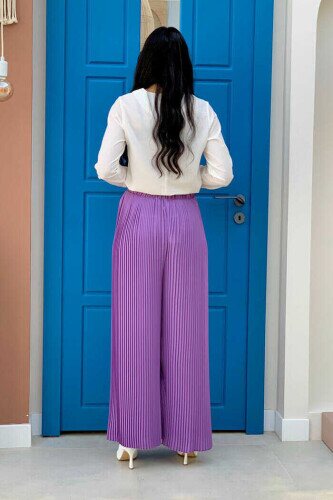 0129 Pleated Trousers Lilac - 2