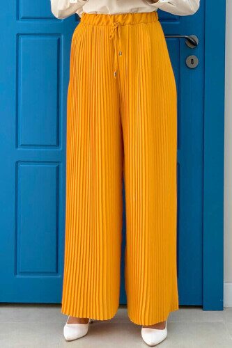 0129 Pleated Trousers Mustard 