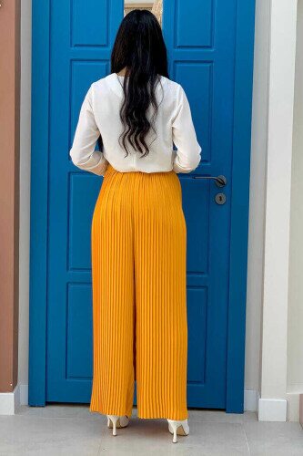 0129 Pleated Trousers Mustard - 2