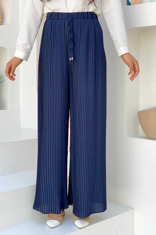 0129 Bundfaltenhose Marineblau - 1