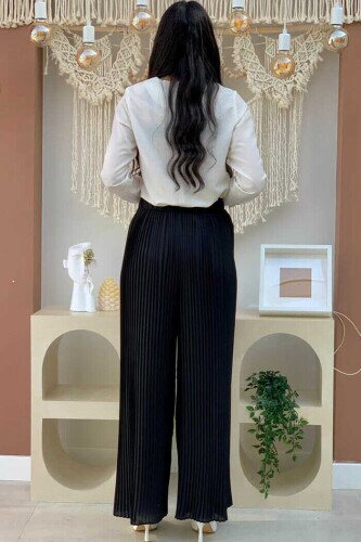 0129 Pleated Trousers Black - 2