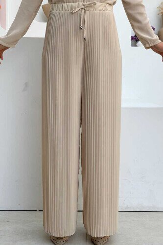 0129 Pleated Trousers Stone - 1