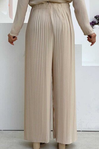 0129 Pleated Trousers Stone - 2