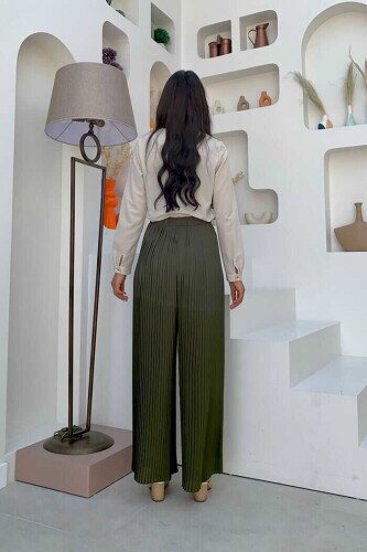 0129 Pleated Trousers Khaki - 2