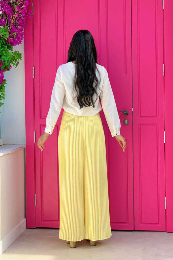 0129 Pleated Trousers Yellow - 2