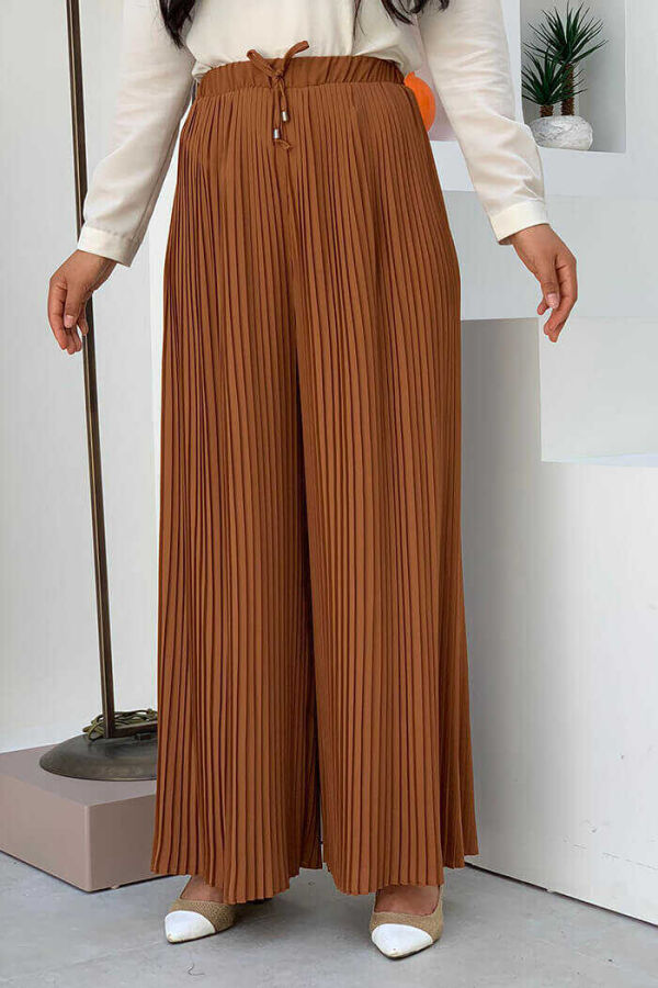 0129 Pleated Trousers Tan - 1