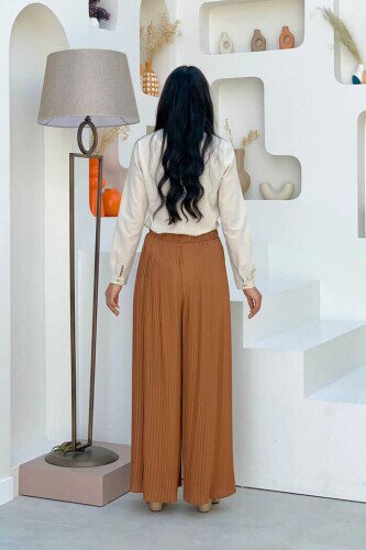 0129 Pleated Trousers Tan - 2