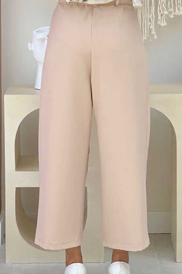 0174-1 Large Size Waist Tied Trousers Stone - 2