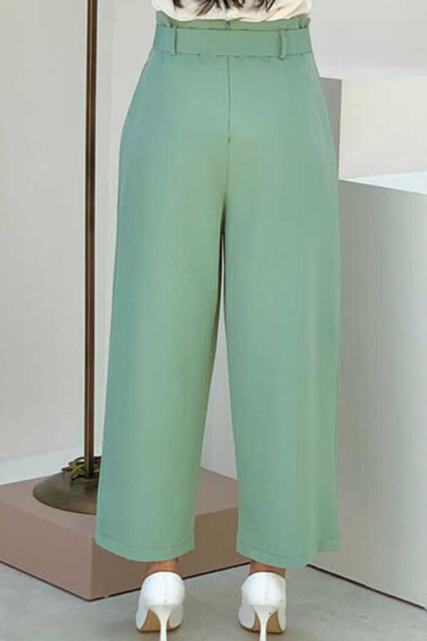 0174-1 Large Size Waist Tied Trousers Mint - 2