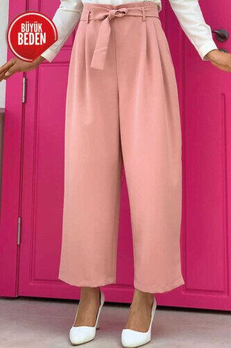 0174-1 Large Size Waist Tied Trousers Powder 