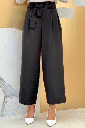 0174 Waist Tied Trousers Black - 1