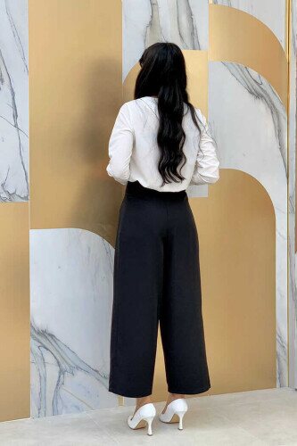 0174 Waist Tied Trousers Black - 2