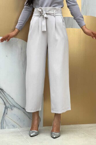 0174 Waist Tied Trousers Gray - 1