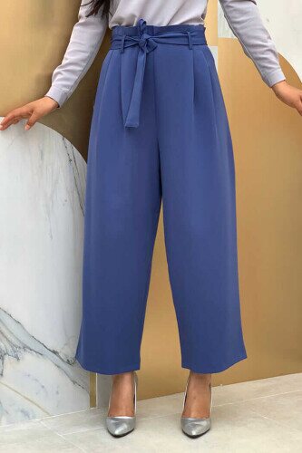 0174 Waist Tied Trousers Indigo - 1