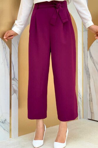 0174 Waist Tied Trousers Plum 