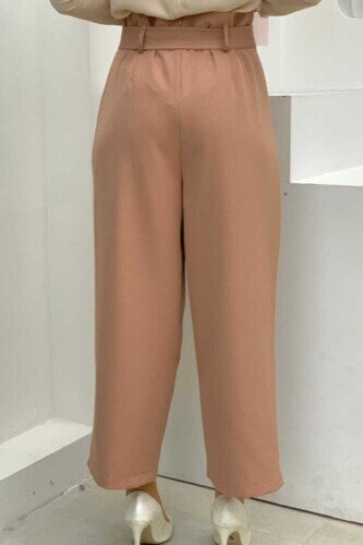 Zippered Waist Tied Trousers 0174 Tan - 2