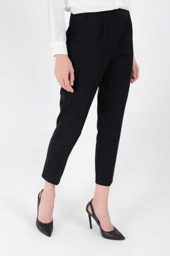 0201-1 Large Size Carrot Length Trousers Black - 2