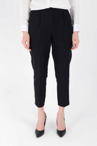 0201-1 Large Size Carrot Length Trousers Black - 3