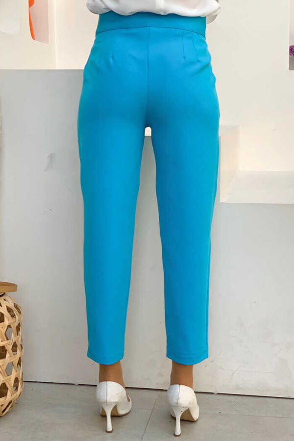 Zippered Pocket Detailed Pencil Pants 0201 Blue - 2