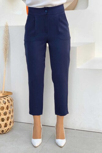 0201 Carrot Length Trousers Navy Blue 