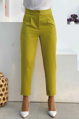 Zippered Pocket Detailed Pencil Pants 0201 Oil Green 