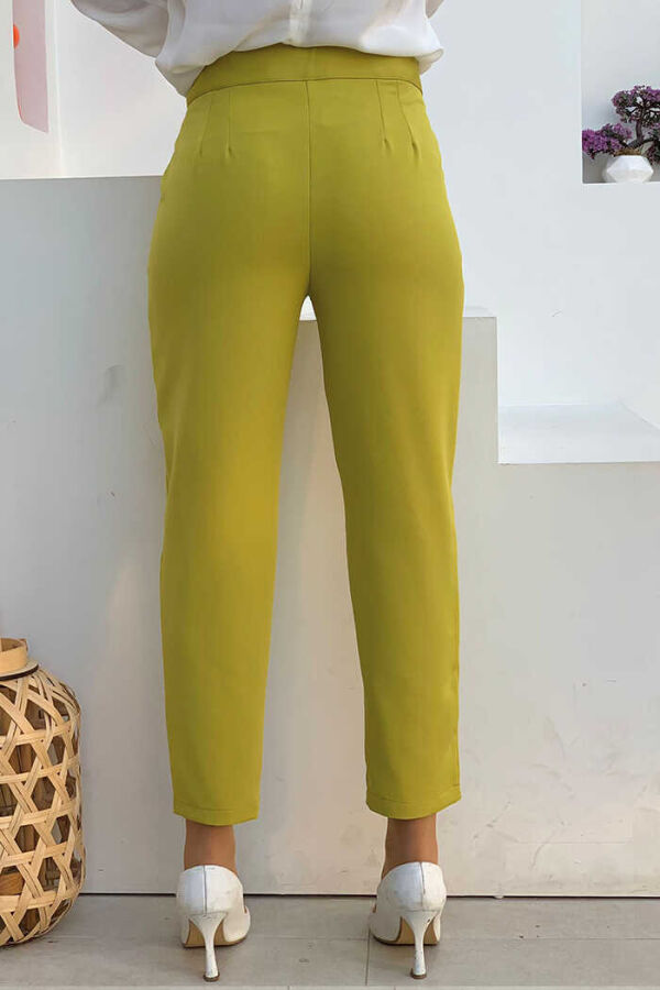 Zippered Pocket Detailed Pencil Pants 0201 Oil Green - 2