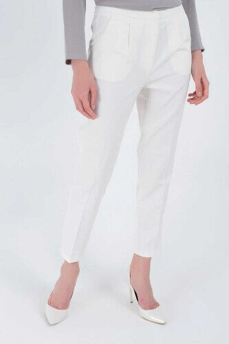 0201 Carrot Length Trousers Ecru - 3