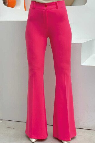 Waist Zippered Flared Trousers 0231 Fuchsia 