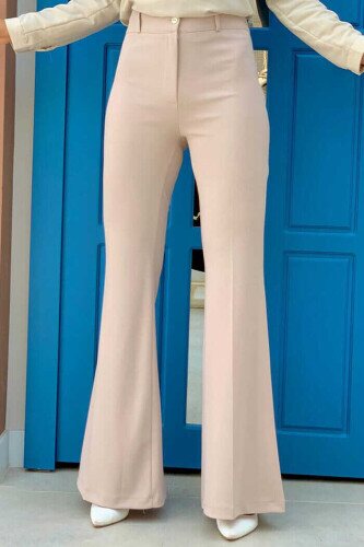 Waist Zippered Flared Trousers 0231 Stone - 1