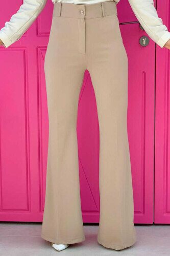 Waist Zippered Flared Trousers 0231 Mink 