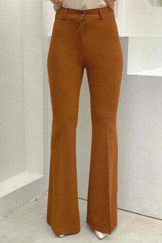 Waist Zippered Flared Trousers 0231 Dark Tan 