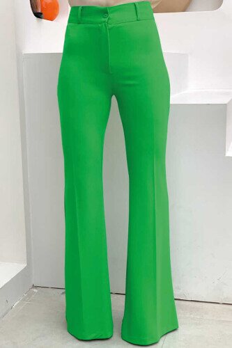 Waist Zipper Flared Trousers 0231 Green 