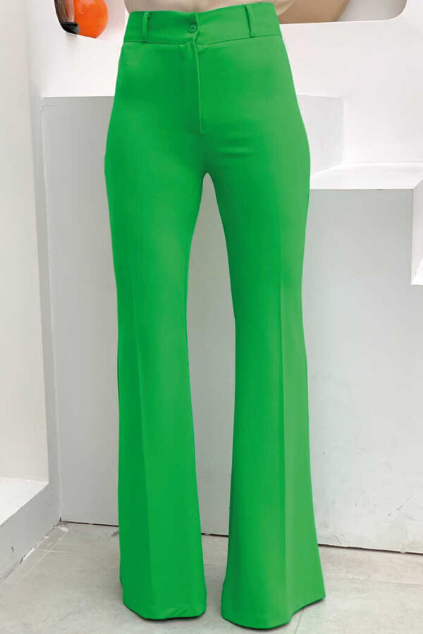 Waist Zipper Flared Trousers 0231 Green - 1