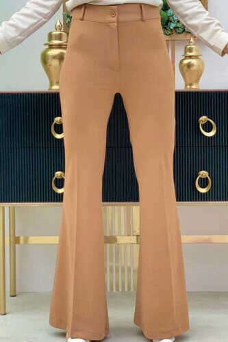 Waist Zippered Flared Trousers 0231 Tan 