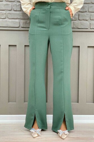 Zippered Slit Detailed Pocket Crepe Trousers 0271 Mint 