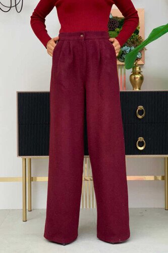 Zippered Pocket Detailed Cachet Trousers 0272 Claret Red 