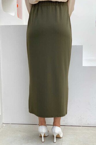 1074 Lycra Skirt Khaki - 2