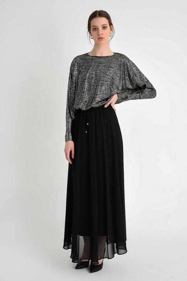 1141 Chiffon Skirt Black - 2