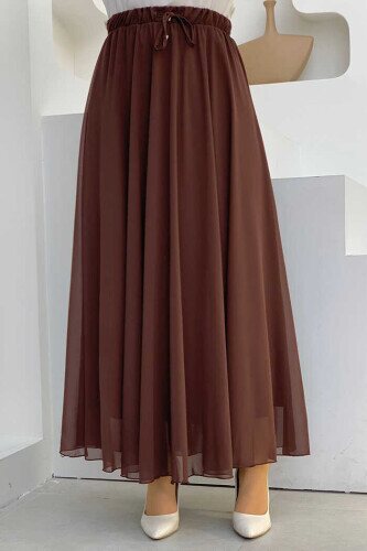 1141 Chiffon Skirt Brown - 1