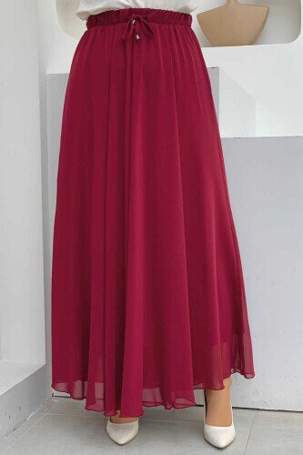 1141 Chiffon Skirt Claret Red - 1