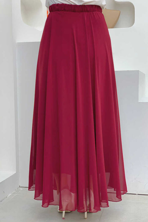 1141 Chiffon Skirt Claret Red - 2