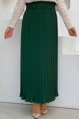 1143 Pleated Plain Skirt Emerald - 1